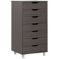 7-drawer Vertical File Cabinet for Home Office, Storage Cabinet with Wheels, 18.7"x15.6"x35.4", Grey Wood Grain