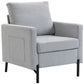 Upholstered Accent Armchair with Side Pockets - Light Grey