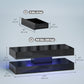 Coffee Table with Adjustable LED Lights, Modern Living Room Table with 2 Drawers, Open Shelf, Remote, High Gloss Black