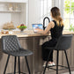 PU Leather Counter Height Bar Chairs Set of 2, 27.75" Bar Stools with Metal Legs for Dining Area, Kitchen Island, Black