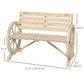 42" Wood Wagon Wheel Bench Garden Loveseat Rustic Seat, Natural Wood