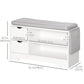 Upholstered Shoe Storage Bench w/ Seat, Entrance Bench w/ Drawer Open Shelves and Pocket for Hallway, White