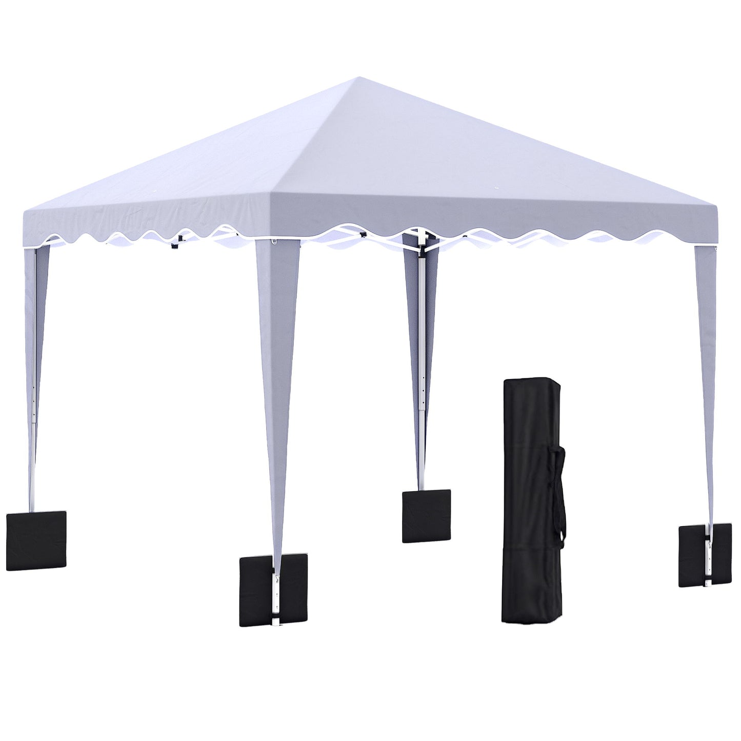 10' x 10' Pop Up Canopy Tent with Sand Bags, Instant Shelter with Adjustable Height and Carry Bag, Garden Outdoor Party Tent, White