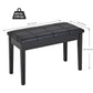 Classic Piano Bench Stool, PU Leather Padded Keyboard Seat with Rubber Wood Legs and Music Storage Compartment, Banded Seat, Black