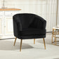 Fabric Accent Chair with Gold Legs - Black