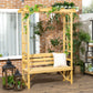 Patio Wooden Bench, Outdoor Bench for Vines/Climbing Plants, Light Brown