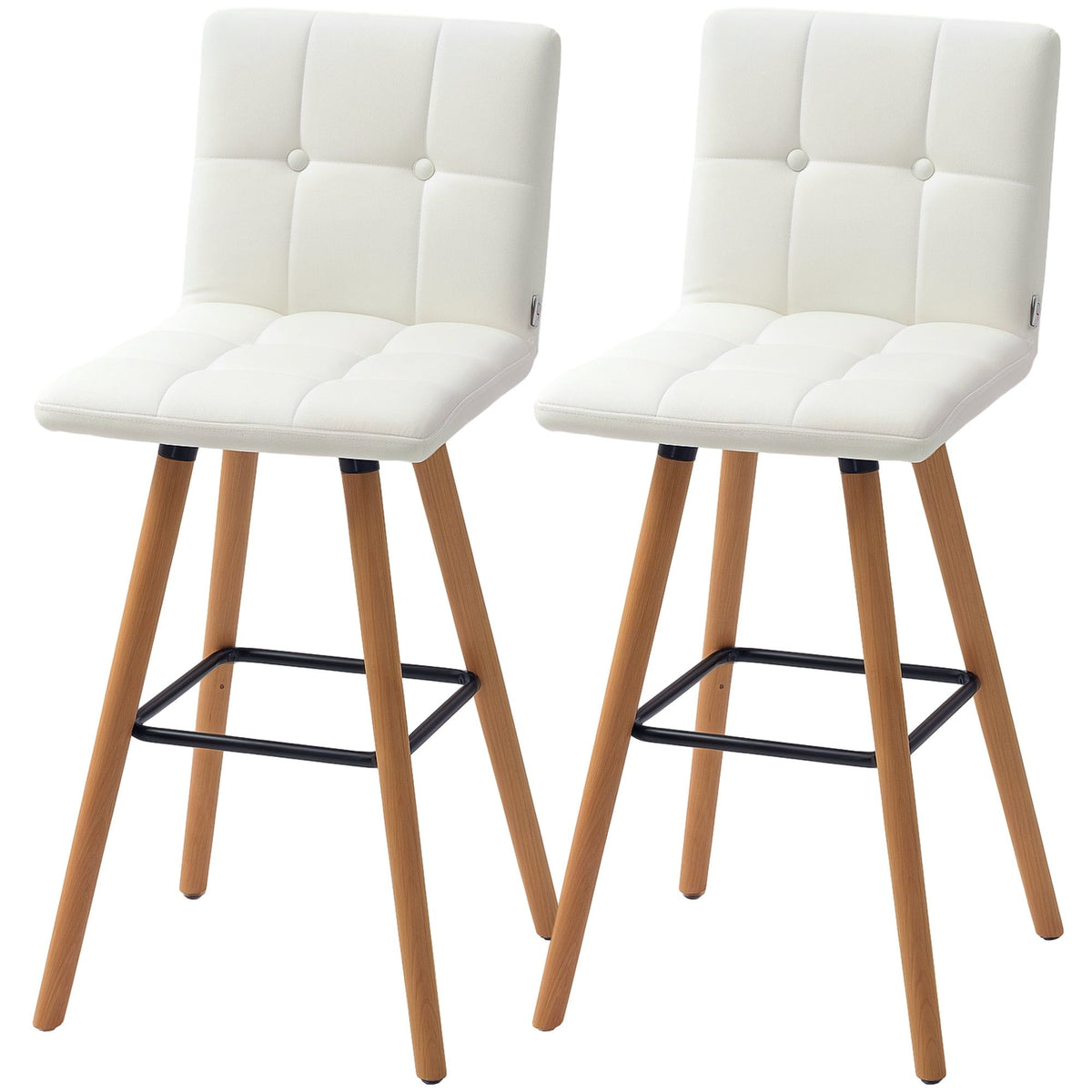 38" Upholstered Bar Stools Set of 2 - White