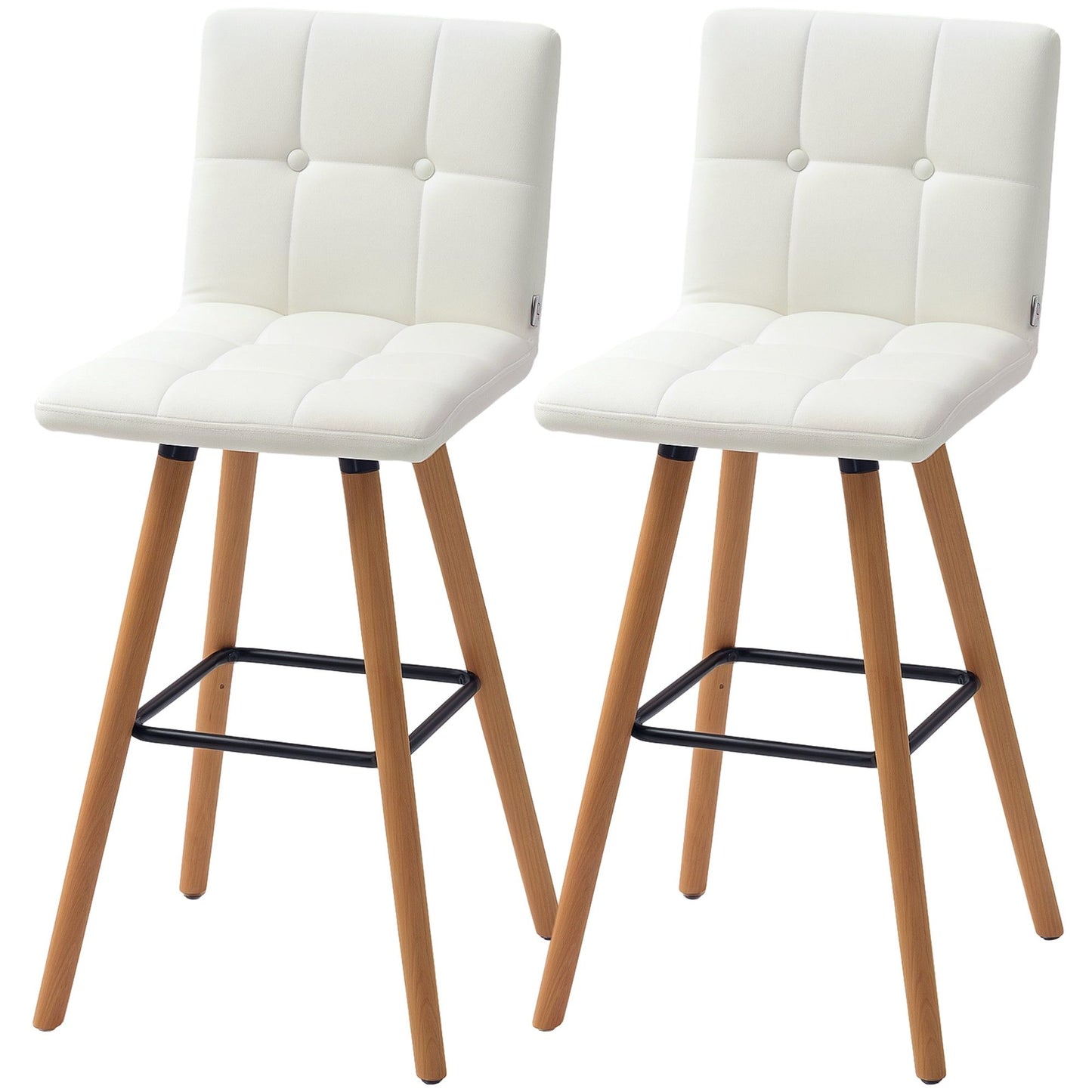 38" Upholstered Bar Stools Set of 2 - White