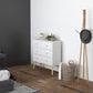 3-Drawer Dresser with Wood Legs - White