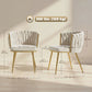 Velvet Dining Chairs Set of 2 with Woven Backrest - Cream White