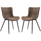Dining Chairs Set of 2, PU Leather Upholstered Kitchen Chairs with Backrest and Steel Legs, Brown