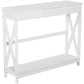 39" Console Table, 2 Tier X-Design Narrow Entryway Table with Drawer and Storage Shelf for Behind Couch, Living Room, Hallway, White