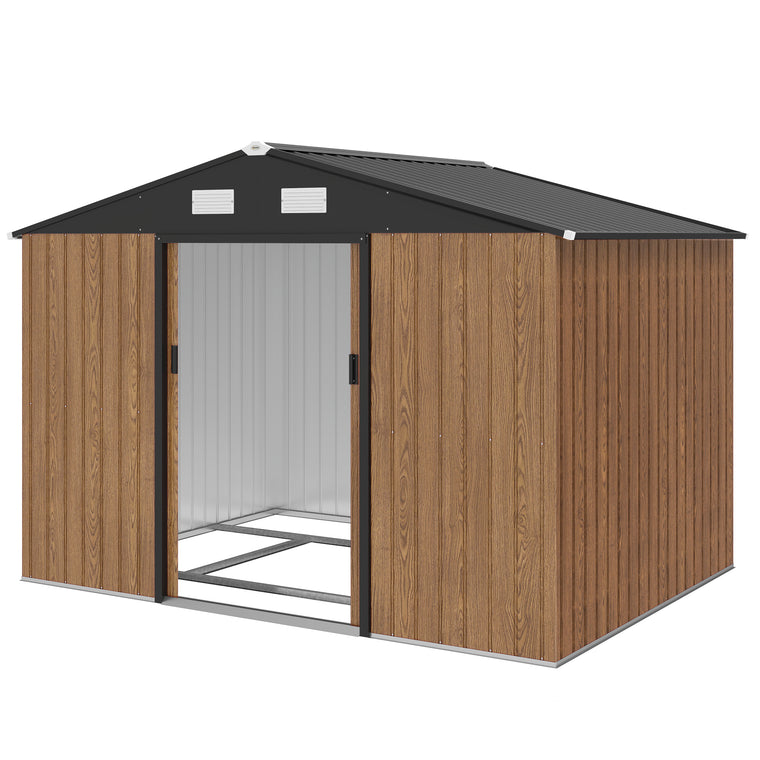 9.1' x 6.4' x 6.3' Garden Shed with Double Doors and Foundation