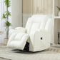 Swivel Massage Recliner Sofa, Overstuffed Manual Reclining Sofa, PU Leather Rocking Chair with Side Pockets, Cup Holders, for Living Room, Nursery, Cream White