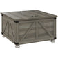 Farmhouse Square Coffee Table with Flip-Top Storage - Distressed Grey