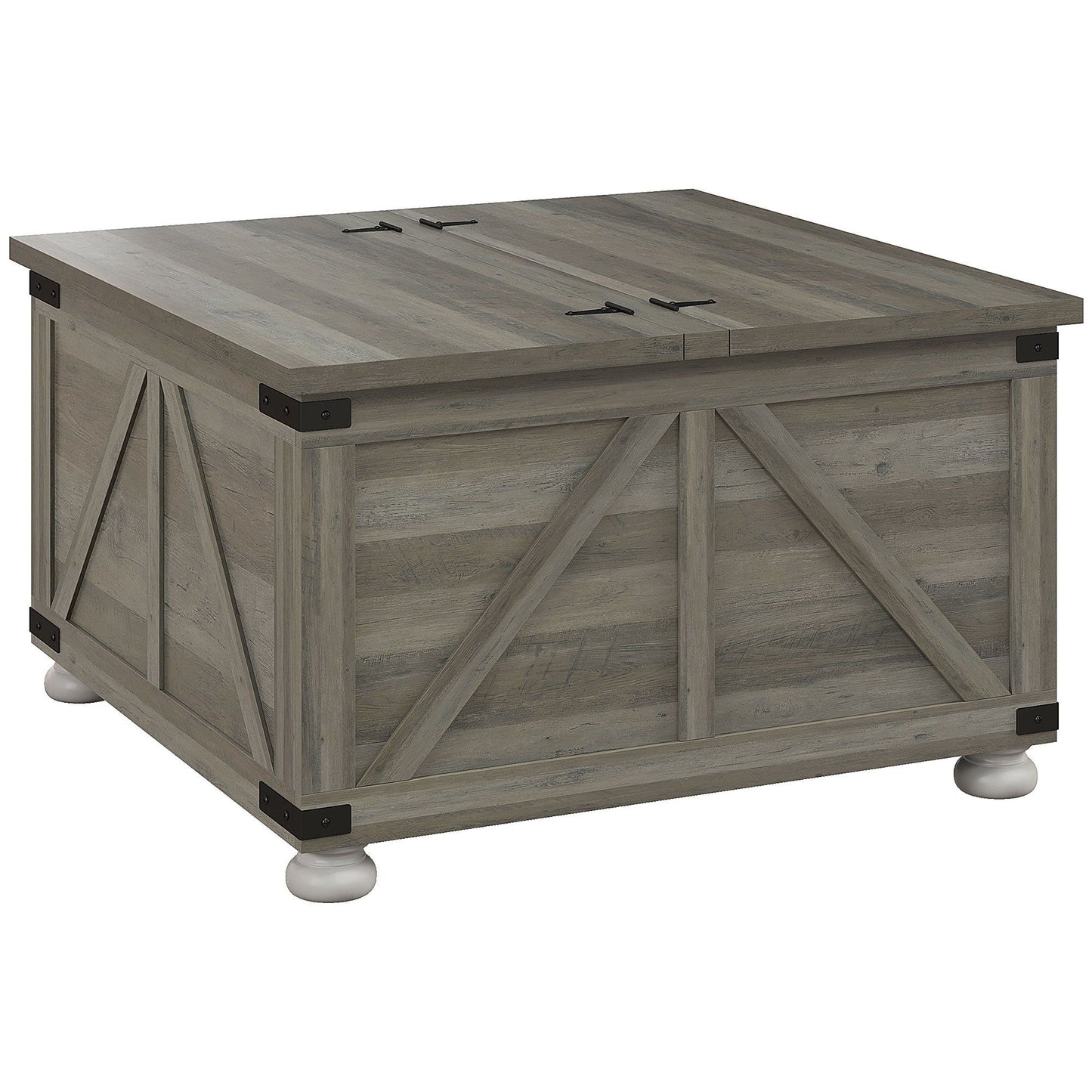 Farmhouse Square Coffee Table with Flip-Top Storage - Distressed Grey