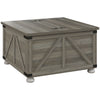Farmhouse Square Coffee Table with Flip-Top Storage - Distressed Grey