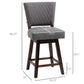 2 Pieces Swivel Bar Stools, Counter Height Stools Set of 2 with Wood Legs and Footrests for Dining Room, Dark Grey
