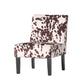 Contemporary Accent Chair with Rubberwood Tapered Legs, Upholstered Seating for Living Room, 22'' L x 29.5'' W x 32'' H, Brown+White