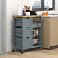 Rolling Kitchen Island Cart with 3 Drawers - Grey