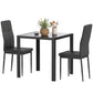 3-Piece Glass Dining Table Set - Black