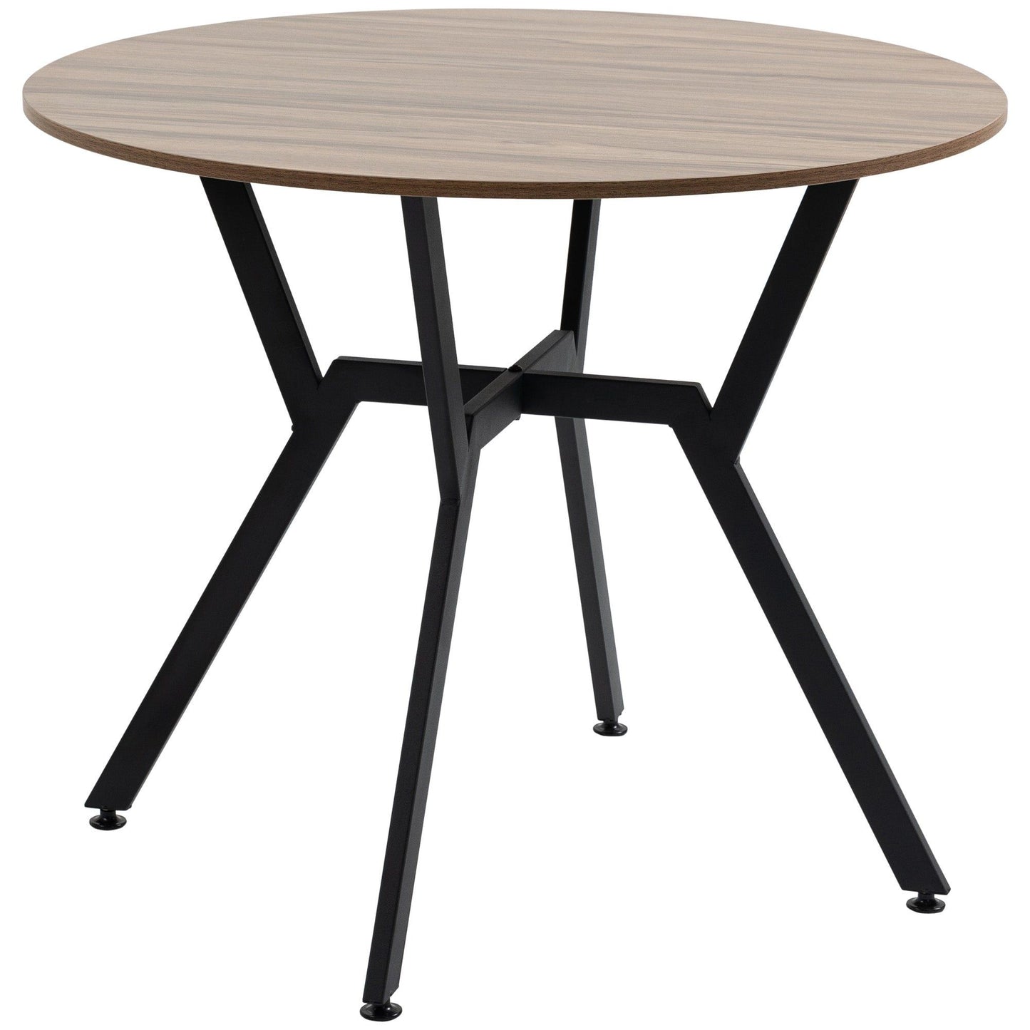 35" Round Dining Table with Steel Frame - Brown
