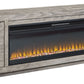Naydell - 92" TV Stand With Wide Fireplace Insert - Gray