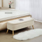 47 Inches Storage Ottoman Bench, End of Bed Bench, Upholstered Teddy Fleece Storage Chest for Living Room, Beige