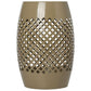 12.4" Steel Patio End Table, Round Hollow Drum Side Table, Accent Table for Indoor and Outdoor, Khaki