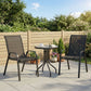 3 Pieces Bistro Set, Small Patio Furniture Set with Stackable Mesh Chairs, Glass Table for Garden, Balcony, Black