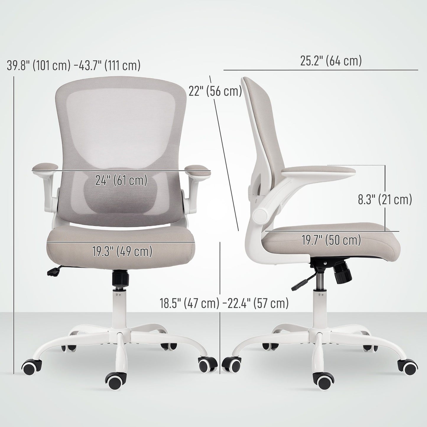 Ergonomic Mesh Office Chair with 4D Lumbar Support - Grey