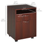 24" Small Filing Cabinet with Open Compartment, Drawer and Wheels, Home Office Storage Cabinet, Espresso