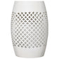 12" Steel Patio End Table, Round Hollow Drum Side Table, Accent Table for Indoor and Outdoor, White
