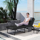 Folding Lounge Chair with 4-level Reclining Back & Cushion, Black