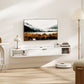 55" Floating TV Stand for TVs up to 60 Inch, Wall Mounted Media Console with Flip Drawer and 2 Open Shelves, White