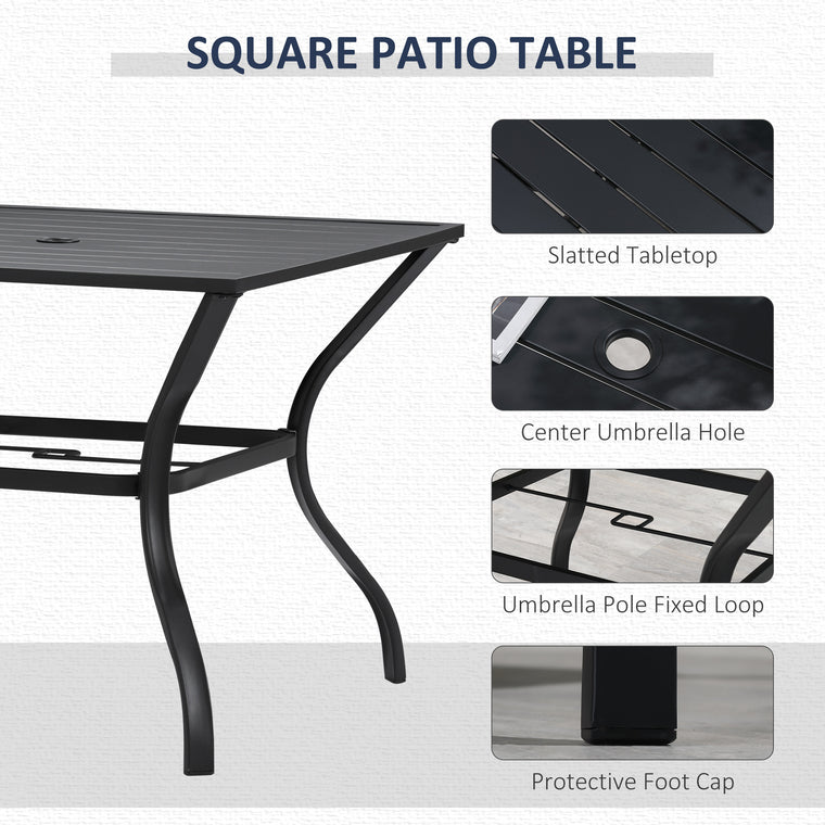 Black 5-Piece Patio Dining Set with Swivel Rockers