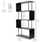 5-Tiers Geometric Wooden Bookcase S-Shaped Storage Bookshelf Display with Metal Frame for Living Room, Bedroom, Home Office, Black