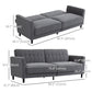 Convertible Tufted Sofa Bed with Adjustable Back - Charcoal Grey