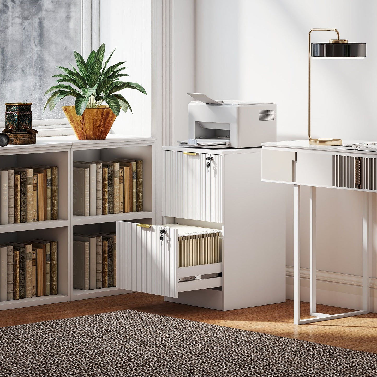 2-Drawer Lockable Filing Cabinet - White