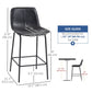 Upholstered Counter Height Bar Stools Set of 2 - Black