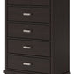 Covetown - Dark Brown - Five Drawer Chest