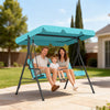 3-Seater Outdoor Porch Swing with Adjustable Canopy, Patio Swing Chair for Garden, Poolside, Backyard, Teal