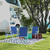 4 Pack Outdoor Folding Chair Set, Portable Camping Chairs with Armrest, Oxford Fabric Seat, Outdoor Chairs, Dark Blue