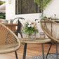 Outdoor Bistro Set, 3 Piece Wicker Patio Furniture Set with Acapulco Chairs and Glass-Top Table, Natural Wood