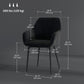 Dining Chairs Set of 2, Velvet-look Fabric Upholstered Kitchen Chairs with Backrest, Armrests and Steel Legs, Black