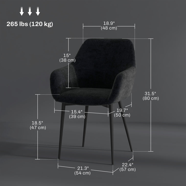 Velvet Dining Chairs Set of 2 with Armrests