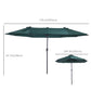 15ft Double-sided Patio Umbrella with Twin Canopy, Extra Large Outdoor Parasol with Crank for Pool, Deck, Market, Dark Green