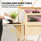 Raised Garden Bed Planter with Cold Frame, Wooden Elevated Planter Box with Folding Side Table and Shelf, Natural Wood