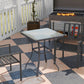 27" Patio Square Table with Tempered Glass Top Outdoor Dining Bar Table Steel Backyard Bistro Table Steel Frame