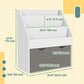 Kids Bookshelf with 3 Tier Display Shelves, Drawer for Nursery, Grey